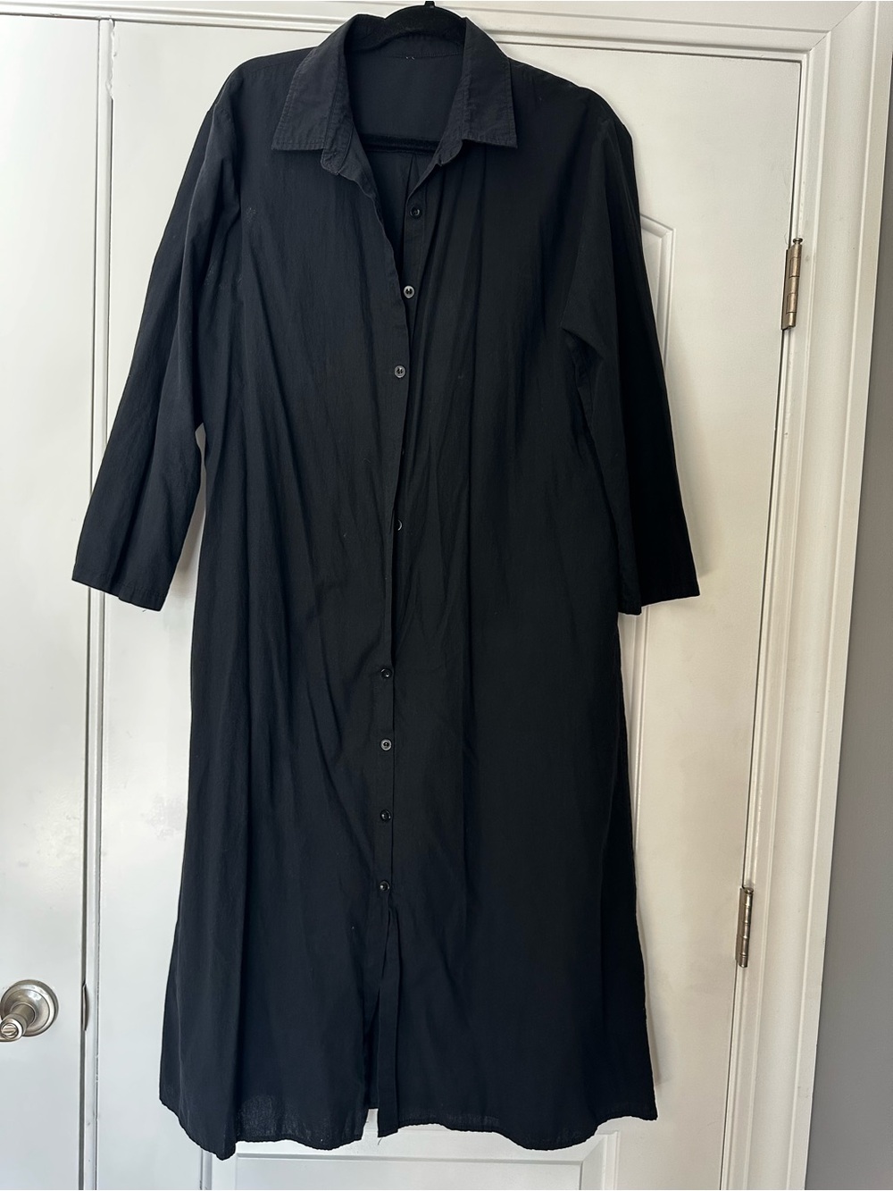 Classic Black Longline Button-Front women’s dress